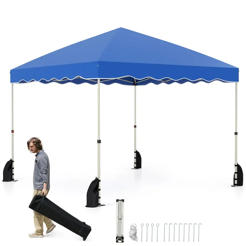 Goplus 10' X 10' Portable Pop-Up Canopy Tent With Wheeled Storage Bag 1