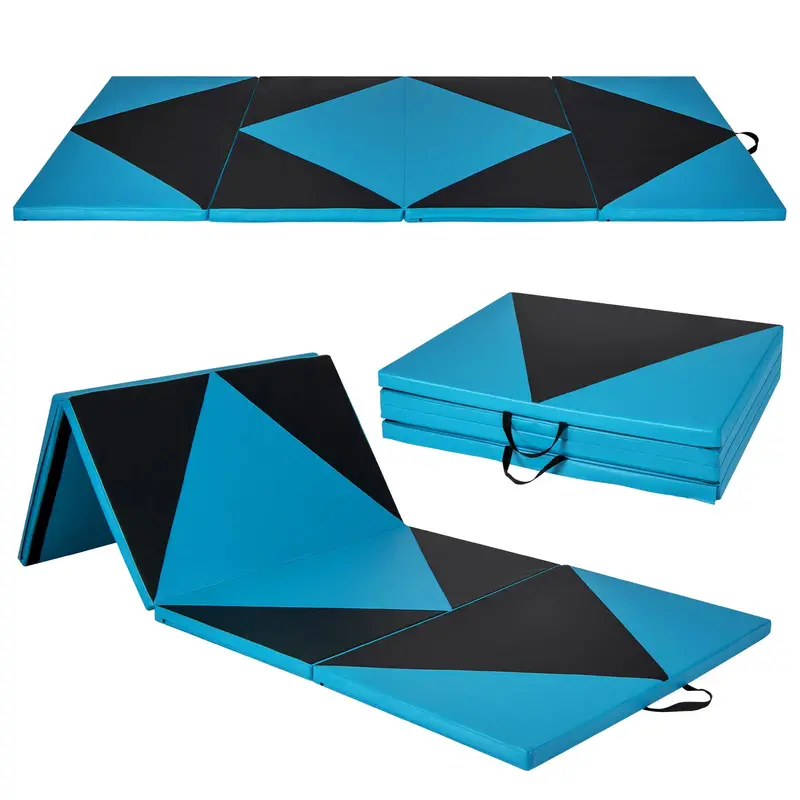 Goplus 10' X 4' Folding Gymnastics Mat – 2" Thick Pu Leather Tumbling Pad With Secure Hook-And-Loop Closure 1
