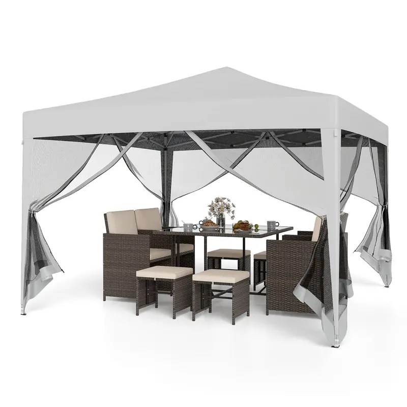 Goplus 10'×10' Pop-Up Canopy Tent – Instant-Fold Portable Shelter With Mesh Netting, Carry Bag & Accessories 1