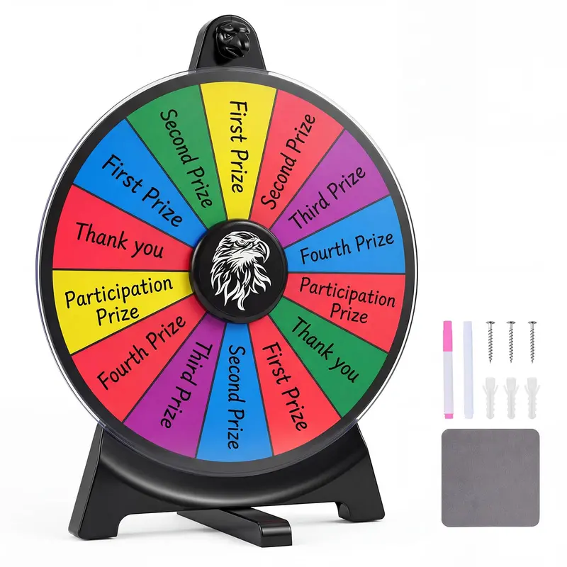 Goplus 12-Inch Spinning Prize Wheel – Classroom Or Event Game Spinner With Accessories 1