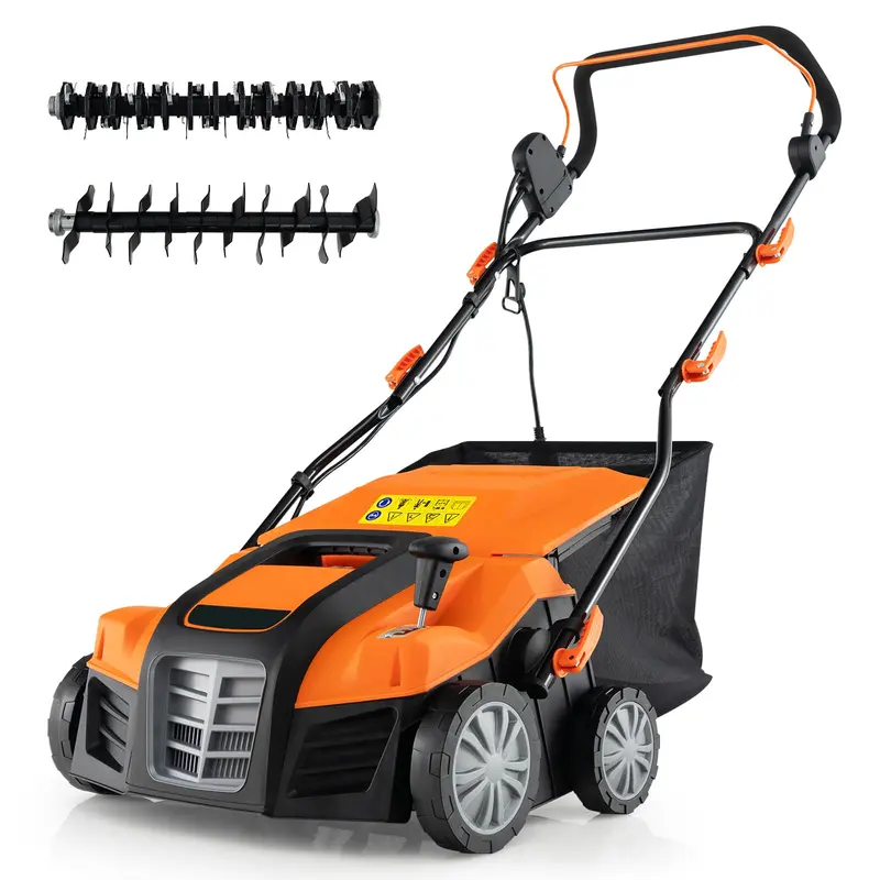 Goplus 2-In-1 Electric Lawn Dethatcher & Scarifier – 16" Corded Unit With 14.5-Gal Catch Bag 1