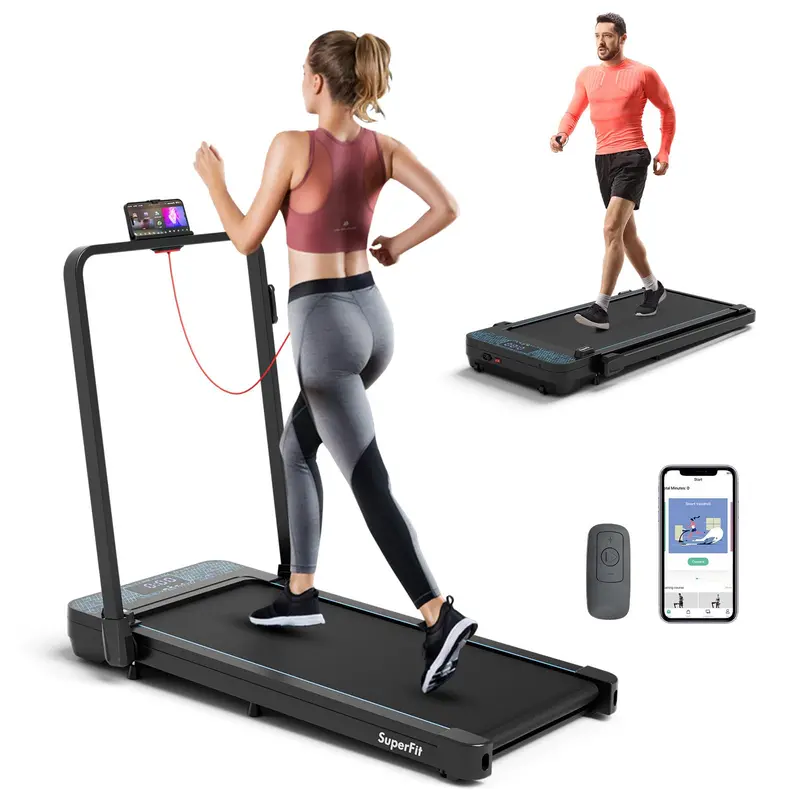 Goplus 2-In-1 Folding Walking Pad Treadmill – 300 Lb Capacity, Under-Desk Design With Remote & App Control 1