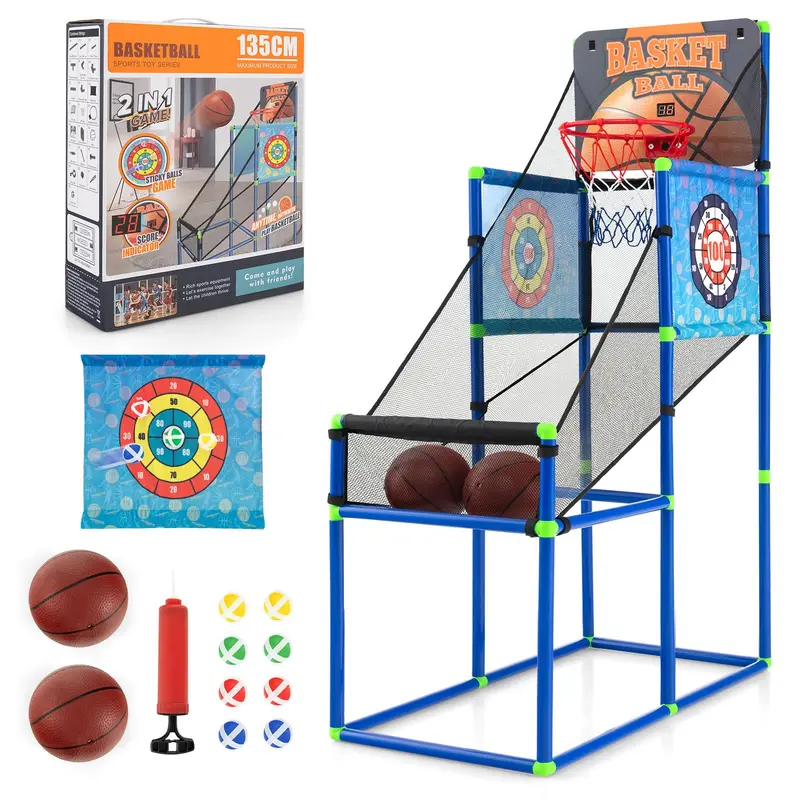 Goplus 2-In-1 Indoor/Outdoor Basketball Game Set – Features Electronic Scoreboard & Realistic Sound Effects 1