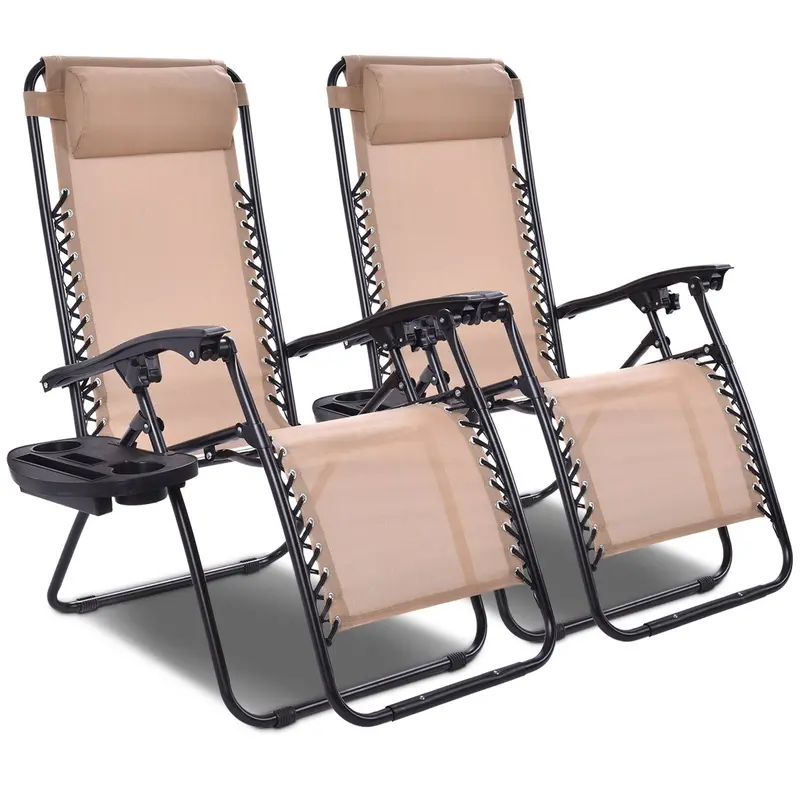 Goplus 2-Pack Folding Zero Gravity Patio Chairs – Adjustable Recliners For Backyard Use 1
