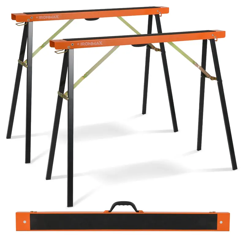Goplus 2-Pack Portable Sawhorses — Heavy-Duty Galvanized Steel Tool Support Stands 1