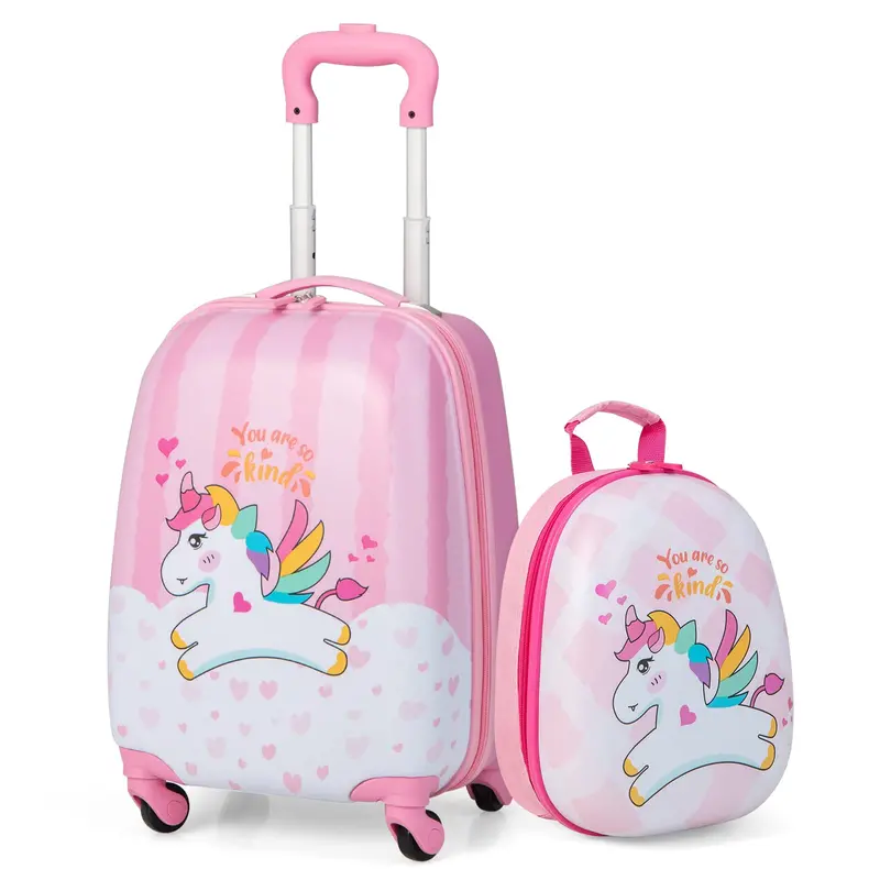 Goplus 2-Piece Kids Luggage Set – 12-Inch & 16-Inch Lightweight Spinner Suitcases 1