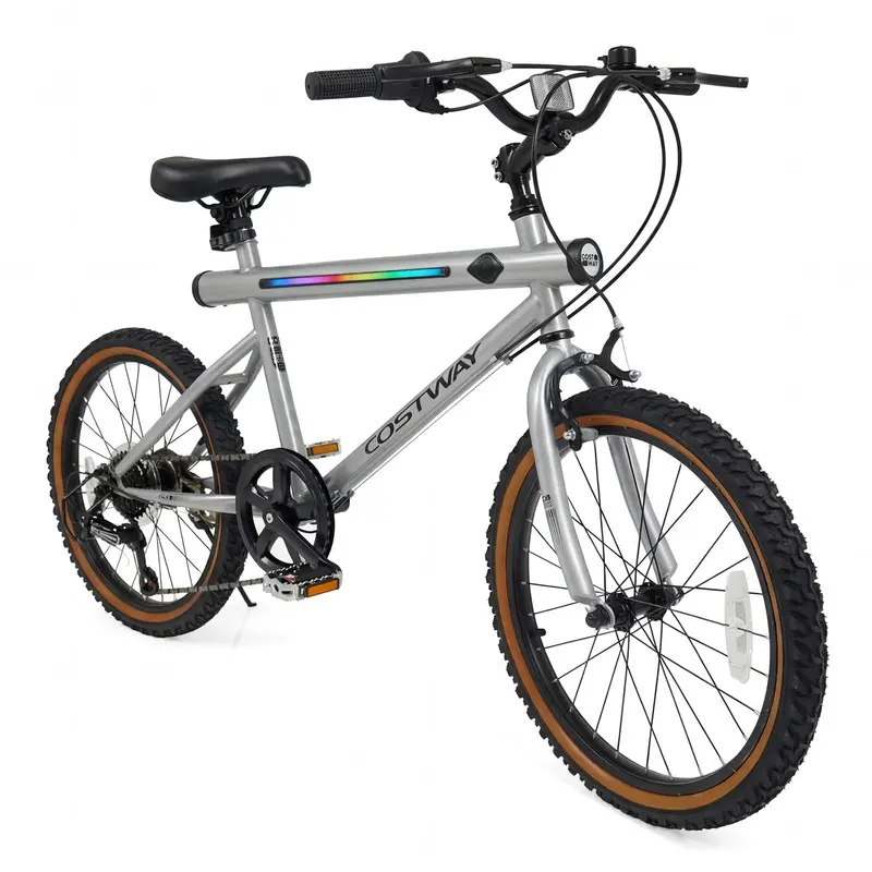 Goplus 20-Inch Led Cycling Bike With Ambient Lighting, Dual Speakers, And Unisex Design 1