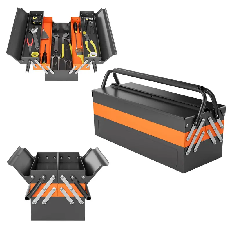 Goplus 22-Inch 3-Tier Folding Tool Chest – 5-Drawer Metal Organizer With Lockable Handle 1