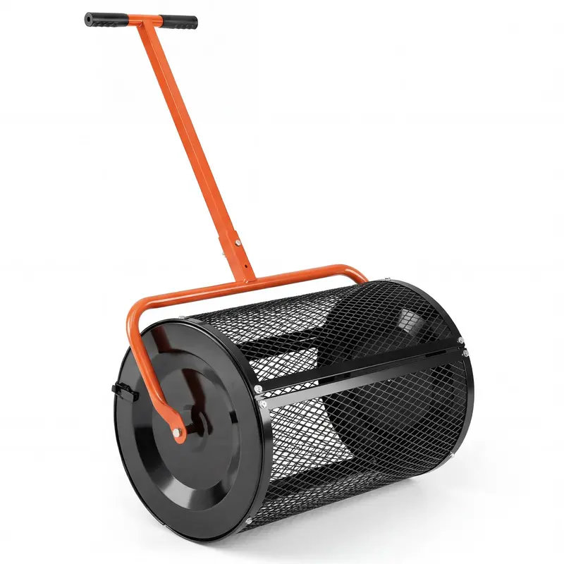 Goplus 24-Inch Compost And Peat Moss Spreader – Rolling Landscape Application Tool 1