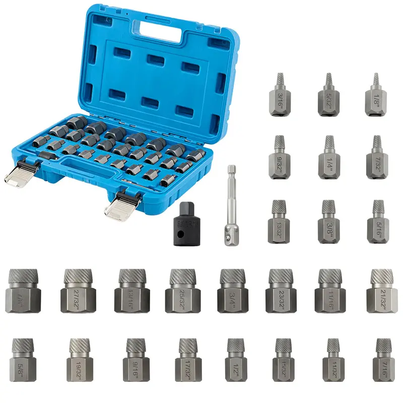 Goplus 27-Piece Screw Extractor And Broken Bolt Removal Kit 1