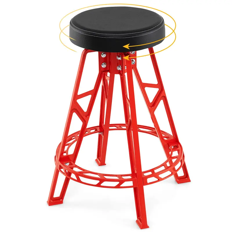 Goplus 28-Inch Swivel Workshop Stool With Padded Round Seat And Integrated Footrest 1