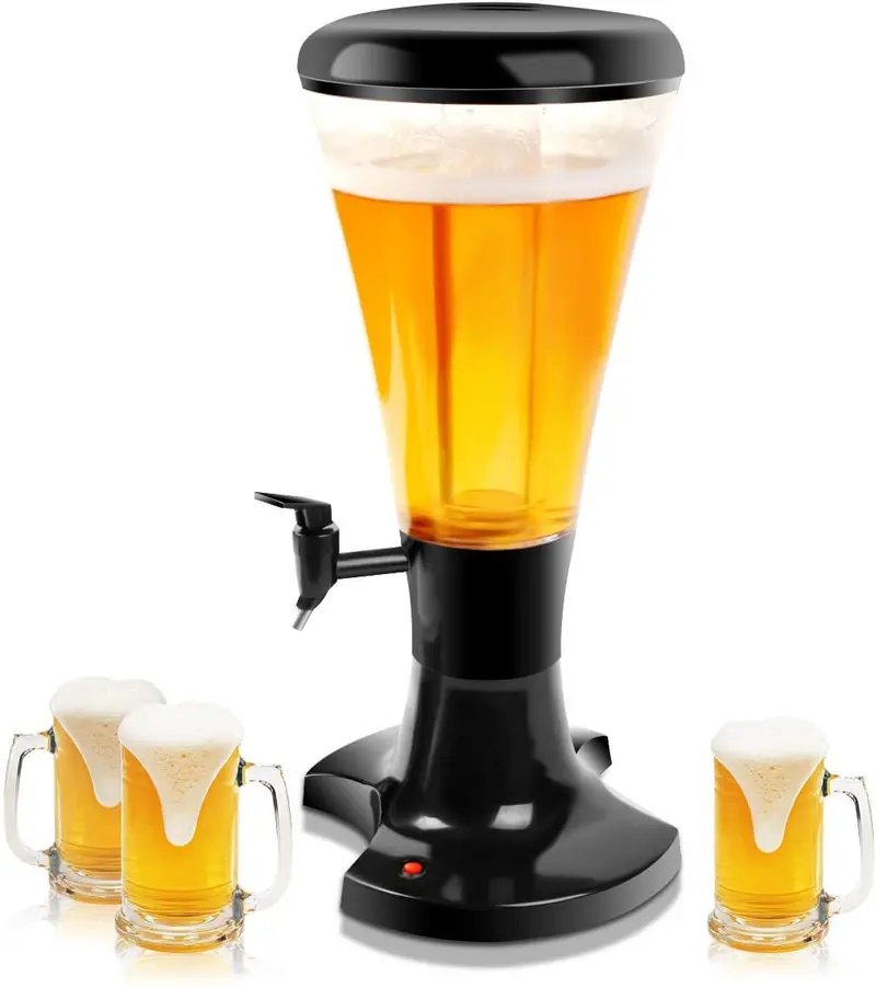 Goplus 3-Liter Led Beer Tower Dispenser – Cold Draft Beverage System With Removable Ice Tube 1