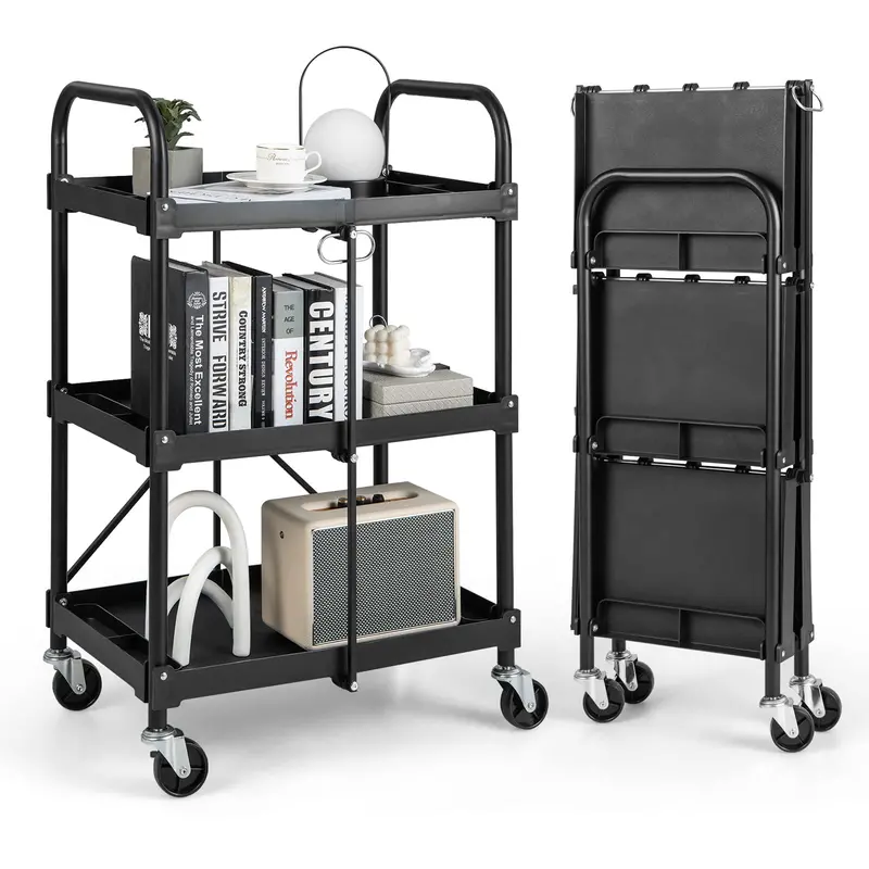 Goplus 3-Tier Rolling Utility Cart – 330-Lb Capacity Tool Organizer With Swivel Casters 1