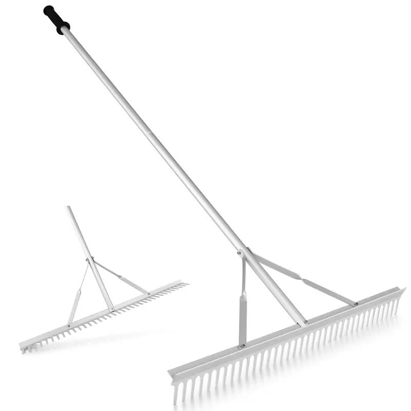 Goplus 36" Aluminum Landscape Rake – 36-Tine Yard Tool With Ergonomic 68" Non-Slip Handle 1