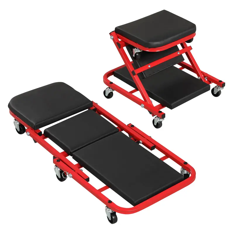 Goplus 36-Inch Low-Profile Folding Automotive Creeper — 6 Swivel Casters And Cushioned Seat 1
