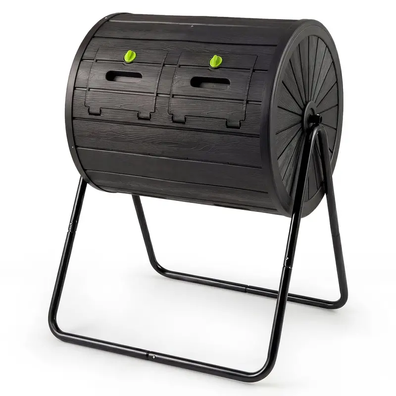 Goplus 37.5-Gallon Dual-Chamber Compost Tumbler — Ventilated, Lockable, Odor-Controlled Design 1