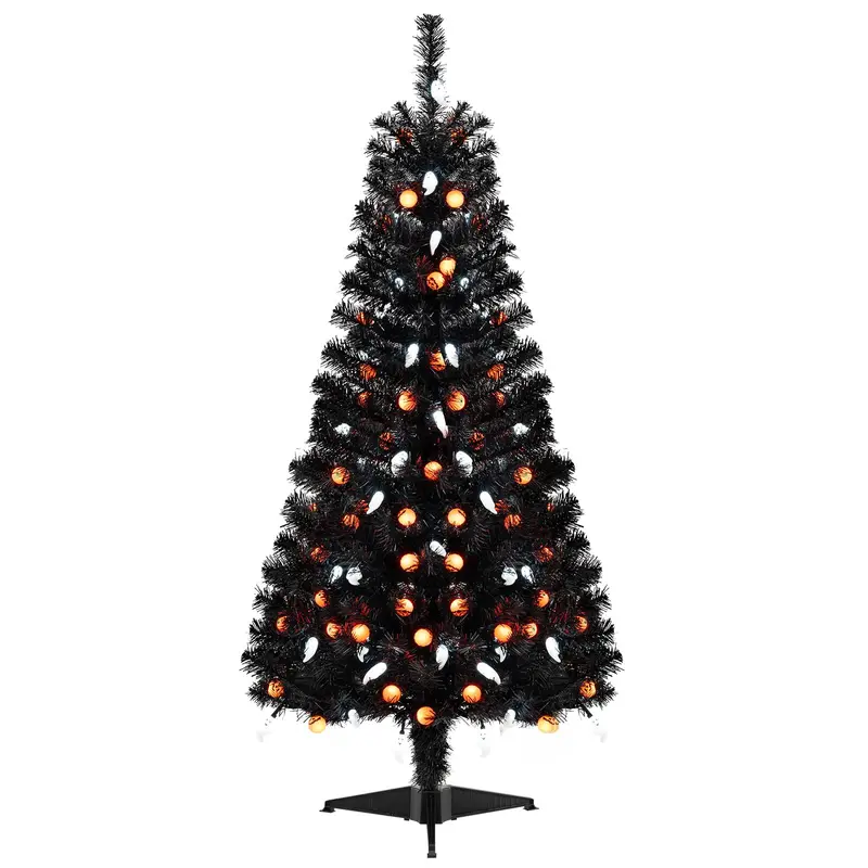 Goplus 4.5-Foot Pre-Lit Halloween Tree – Compact Animated Tree With 6 Light Modes & Music-Synced Effects 1