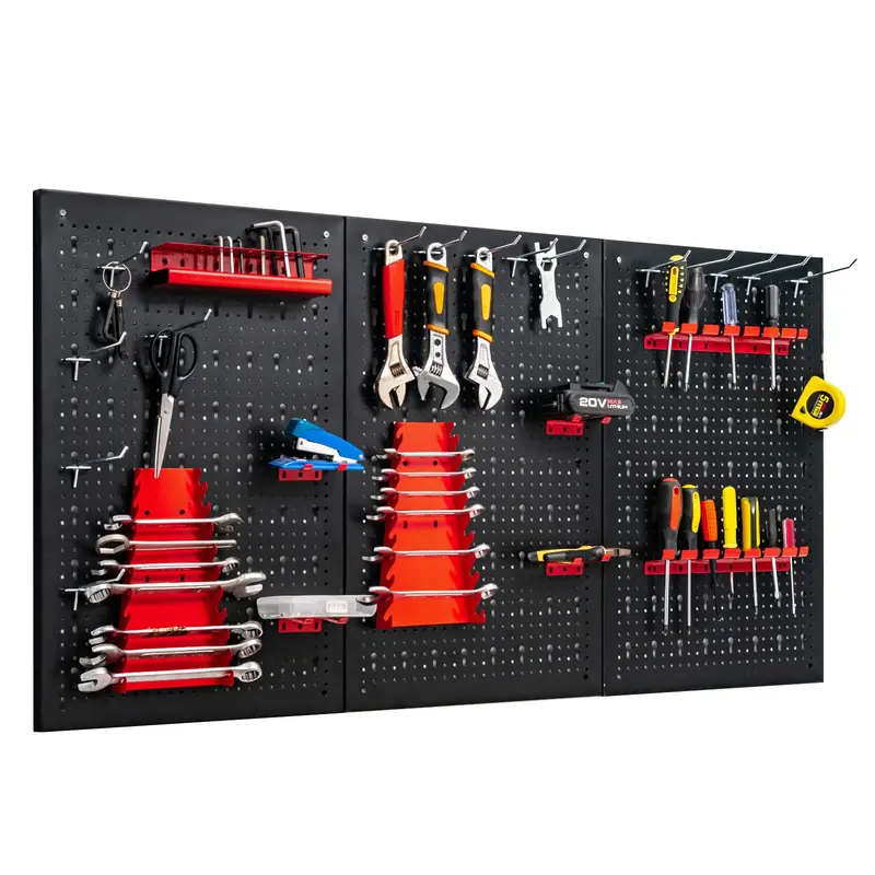 Goplus 4-Foot Metal Pegboard Wall Organizer – Heavy-Duty Garage Tool Storage System With Accessories 1