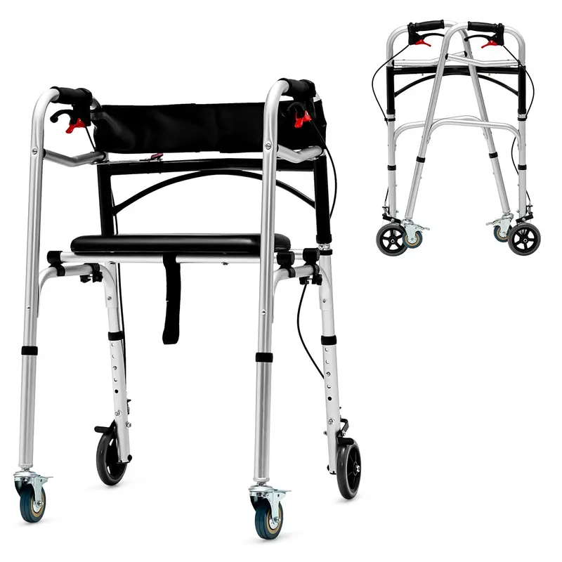 Goplus 4-In-1 Folding Walker For Seniors With Dual-Button Release Mechanism 1