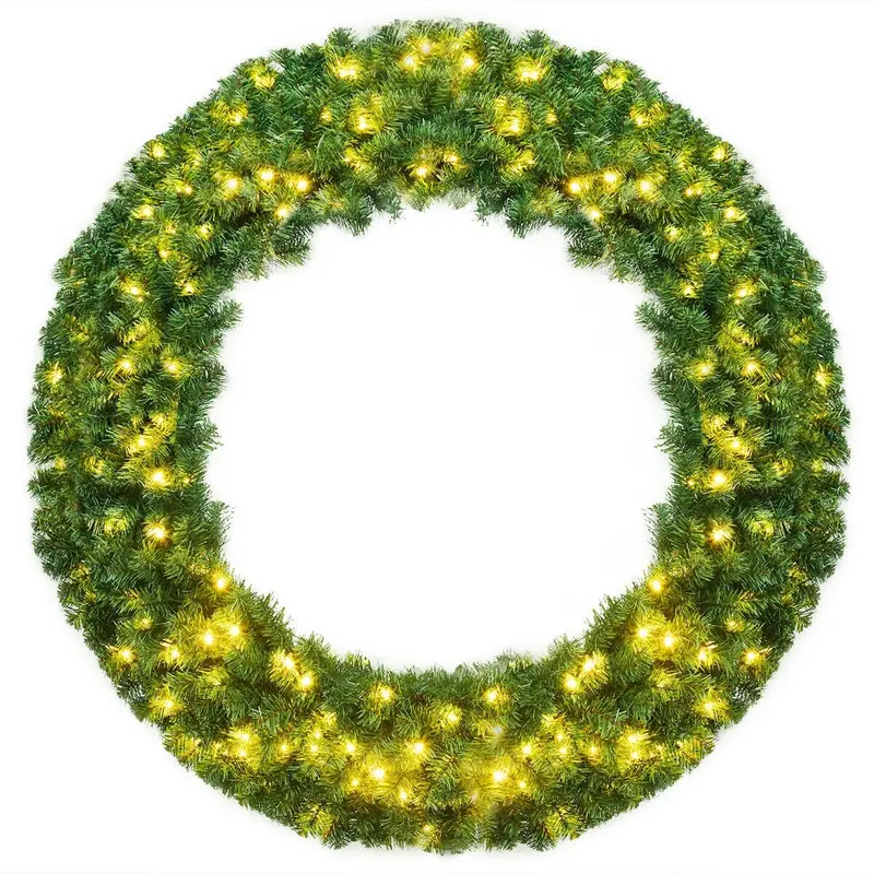 Goplus 48-Inch Cordless Pre-Lit Artificial Christmas Wreath — Battery-Powered Outdoor/Indoor Display 1