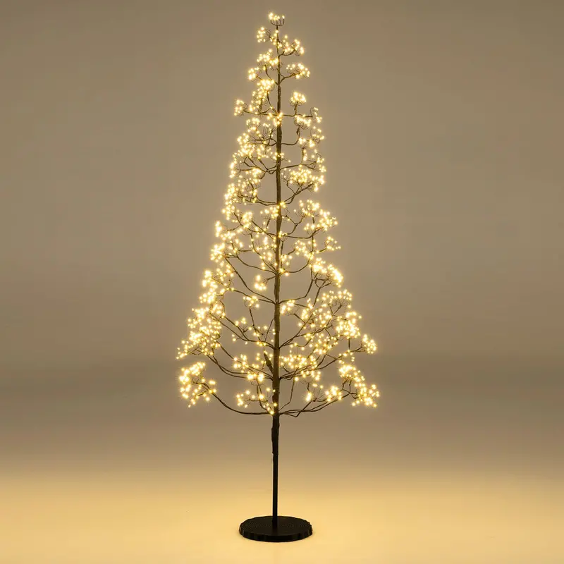 Goplus 5/6/7 Ft Pre-Lit Led Alpine Tree With 1000 Warm White Lights And Stable Weighted Base 1