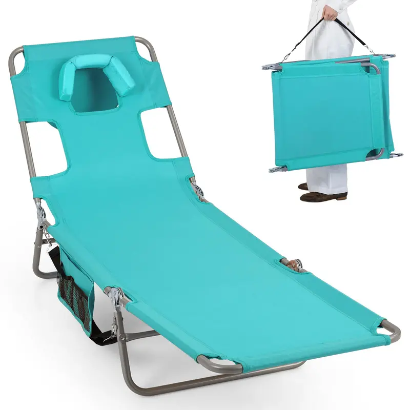 Goplus 5-Position Folding Tanning Chair – Ergonomic Beach Lounge With Adjustable Backrest 1