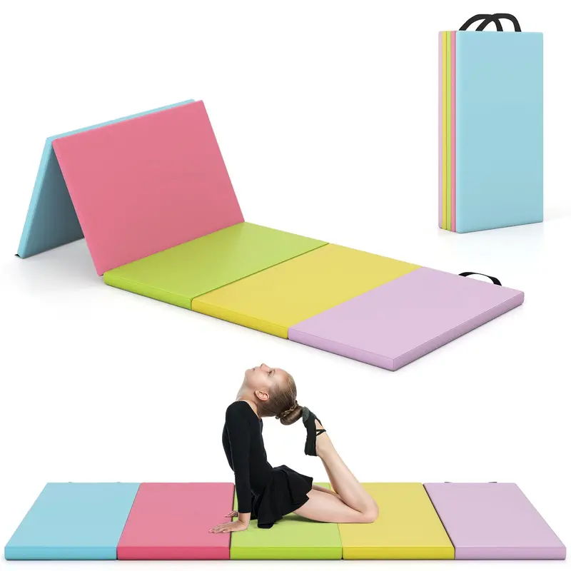 Goplus 6.6-Foot Folding Gymnastics Mat — 5-Panel Tumbling Pad With Carrying Handles 1