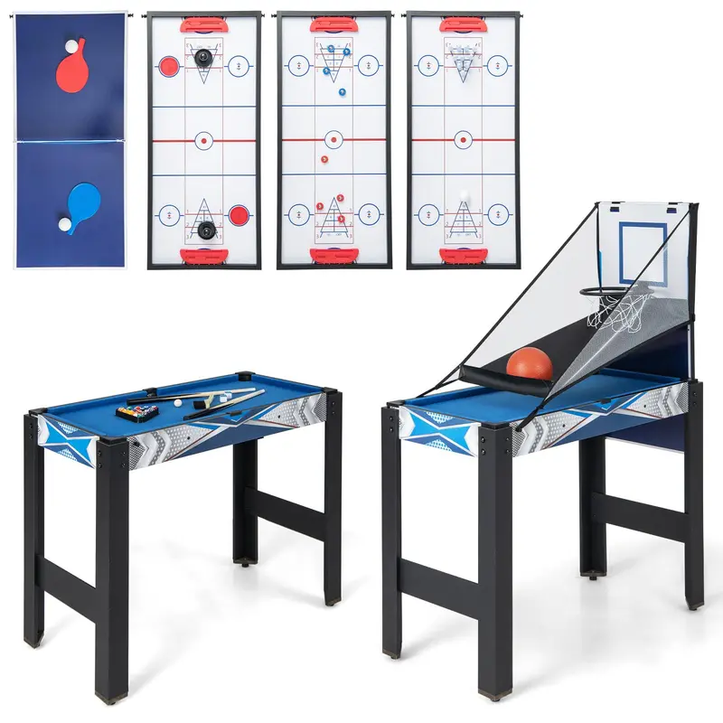 Goplus 6-In-1 Multi-Game Table – Basketball, Billiards, Ping Pong, Hockey, Shuffleboard & Bowling Combo 1