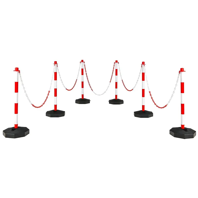 Goplus 6-Pack Traffic Delineator Set — Octagonal Fillable Base Cones With 5-Foot Linked Chains 1