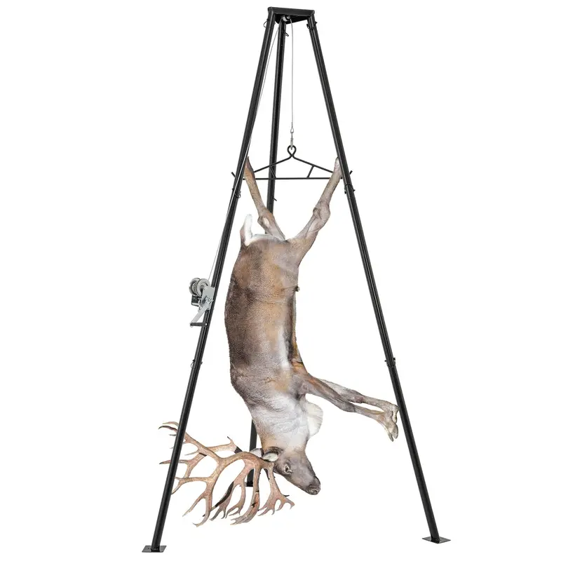 Goplus 600-Lb Tripod Game Hoist – Hunting Deer Lifting Winch With Adjustable Gambrel Stand 1