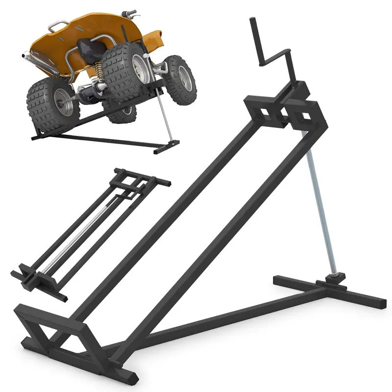 Goplus 880-Lb Capacity Folding Lawn Mower Lift – Manual Handle With Adjustable Height Support 1