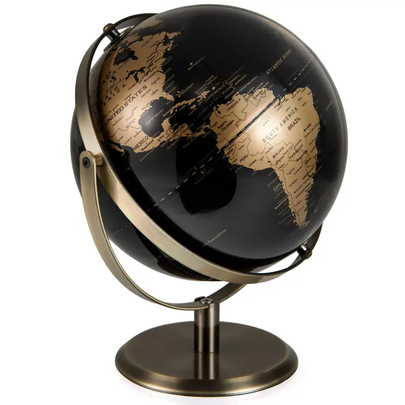 Goplus 9-Inch Metallic Black Desktop Globe – Sleek Educational Globe With Sturdy Metal Stand 1
