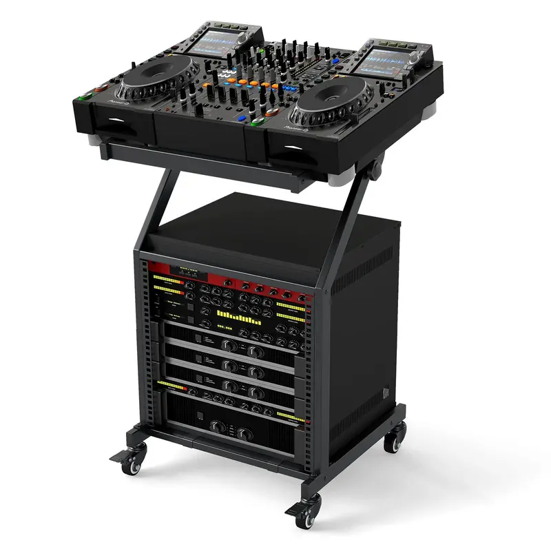Goplus 9U Locking-Wheel Dj Mixer Stand For Professional Studio Equipment 1