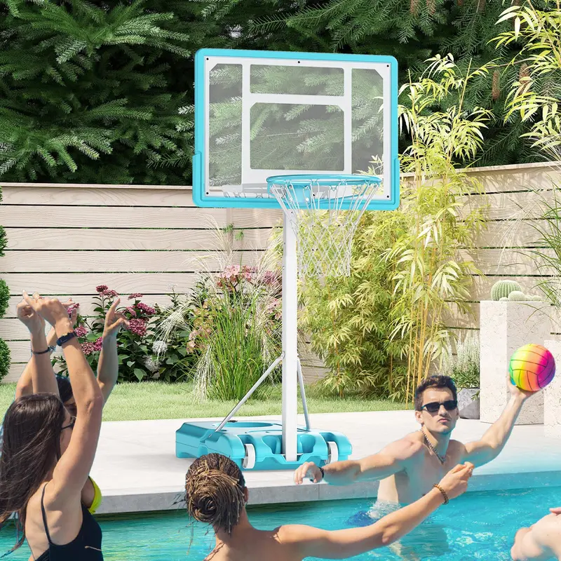 Goplus Adjustable Poolside Basketball Hoop – 3.1–4.1 Ft Height, 32-Inch Shatterproof Backboard 1