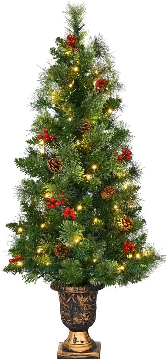 Goplus Artificial Christmas Tree – Realistic Pre-Lit Spruce Design 1