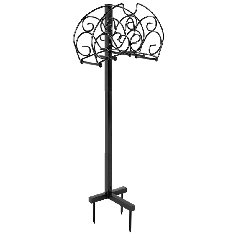 Goplus Detachable Metal Garden Hose Holder – Wall-Mountable Stand With 3 Anchor Points 1