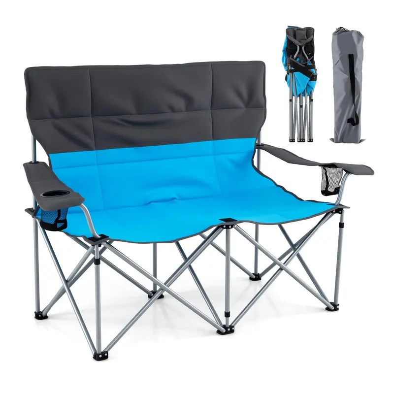 Goplus Double Folding Camping Couch – Compact Two-Person Outdoor Lounge Chair 1