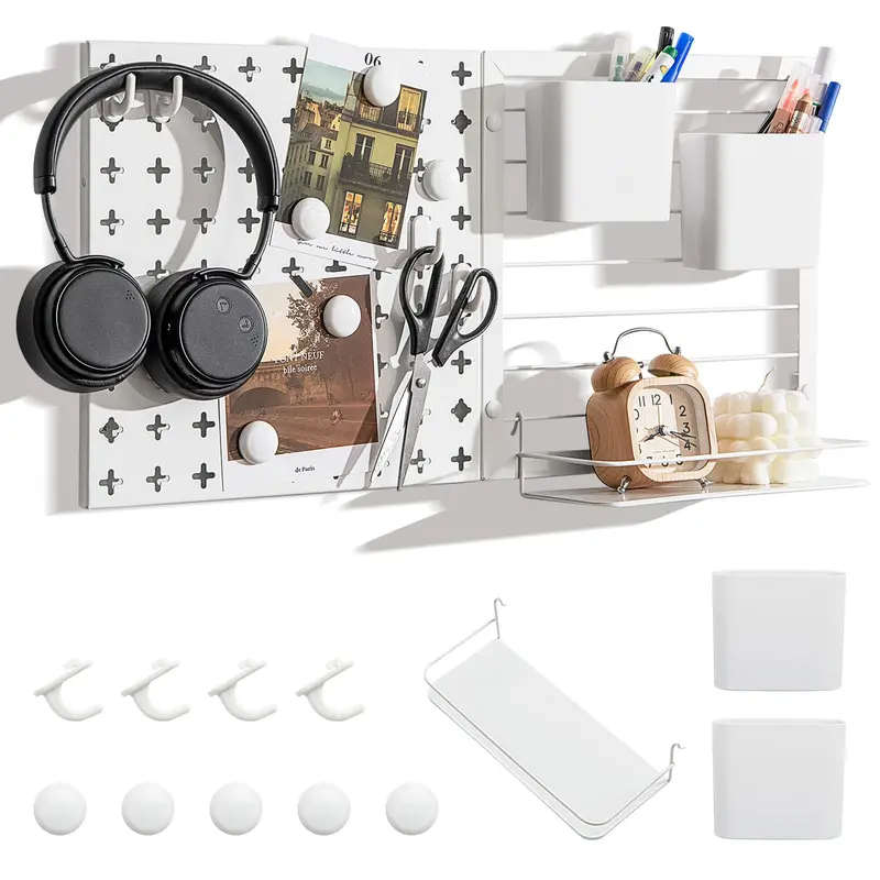 Goplus Dual-Panel Metal Pegboard Kit – Modular Wall Organization System With Accessories 1