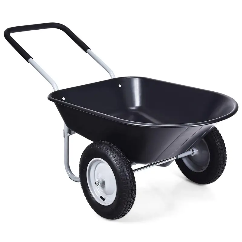 Goplus Dual-Wheel Utility Wheelbarrow – Heavy-Duty Garden Cart With 330 Lb Load Capacity 1