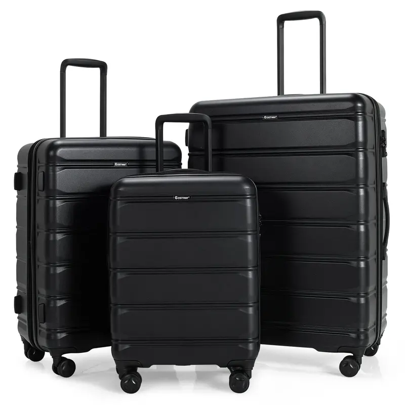Goplus Expandable 3-Piece Spinner Luggage Set – Lightweight Rolling Suitcases 1