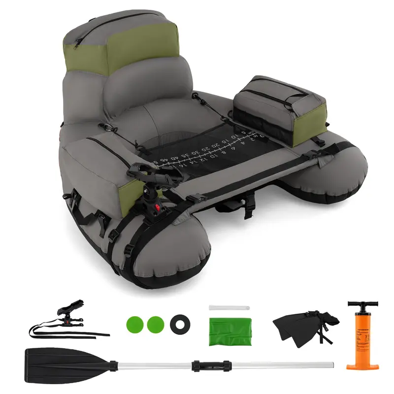 Goplus Fishing Belly Boat — Inflatable Float Tube With Built-In Fish Ruler And 350 Lb Load Limit 1