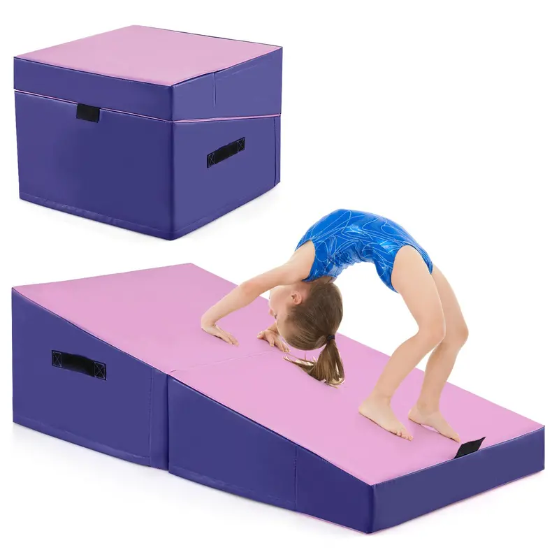 Goplus Folding Incline Gymnastics Mat – Epe Foam Yoga & Tumbling Mat With Non-Slip Pvc Surface & Carry Handle 1
