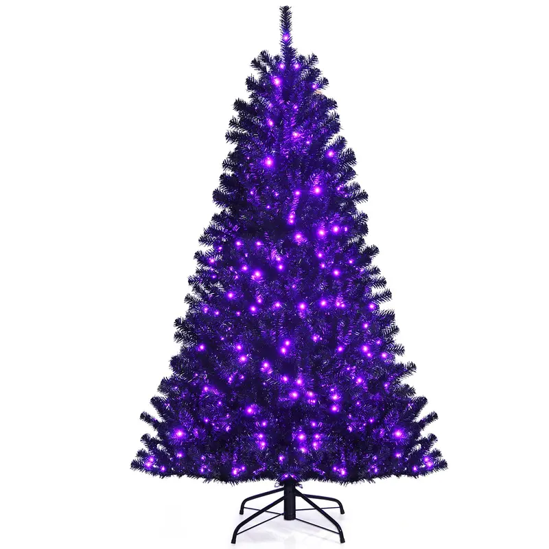 Goplus Halloween-Themed Hinged Artificial Tree With Decorative Metal Stand 1