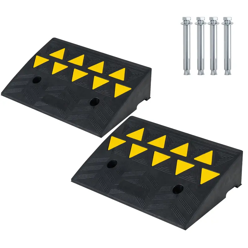 Goplus Heavy-Duty Rubber Curb Ramp Set – Dual Height Options (5" & 6.3") 1
