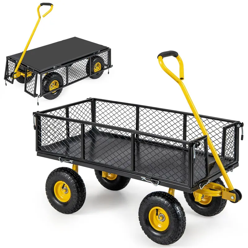 Goplus Heavy-Duty Utility Garden Wagon – 900-Lb Capacity Outdoor Cart With 4 Removable Side Panels 1