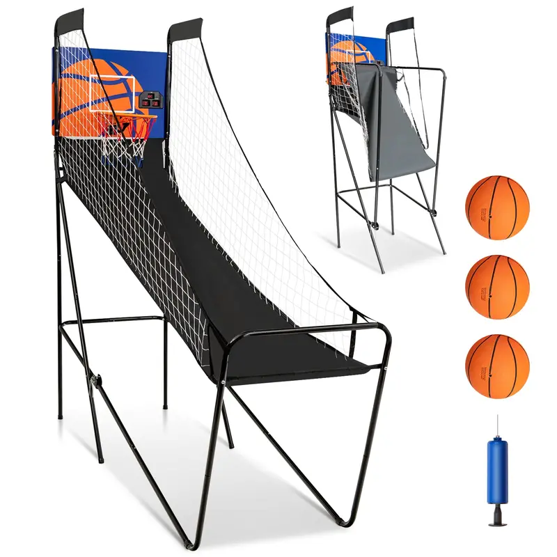 Goplus Indoor Arcade Basketball Game – Foldable Electronic Single-Shootout Machine With 3 Balls 1