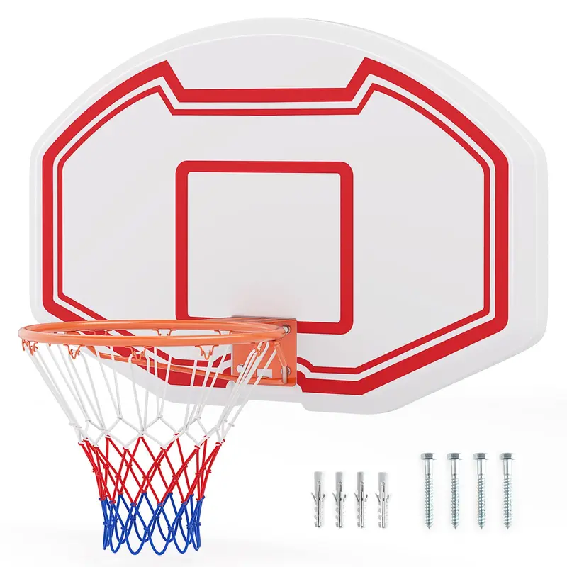 Goplus Large Wall-Mounted Basketball Hoop – Indoor/Outdoor System With 36" × 24" Shatterproof Backboard 1