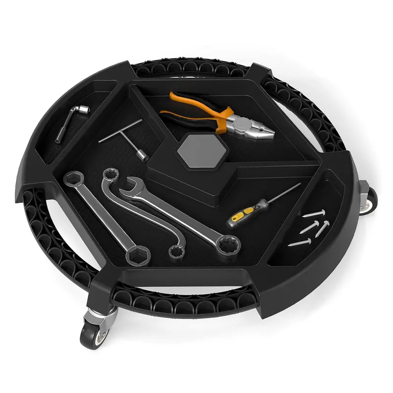 Goplus Mobile Automotive Tool Creeper — 19.5" Compact Design With Three Swivel Casters And Four Storage Compartments 1
