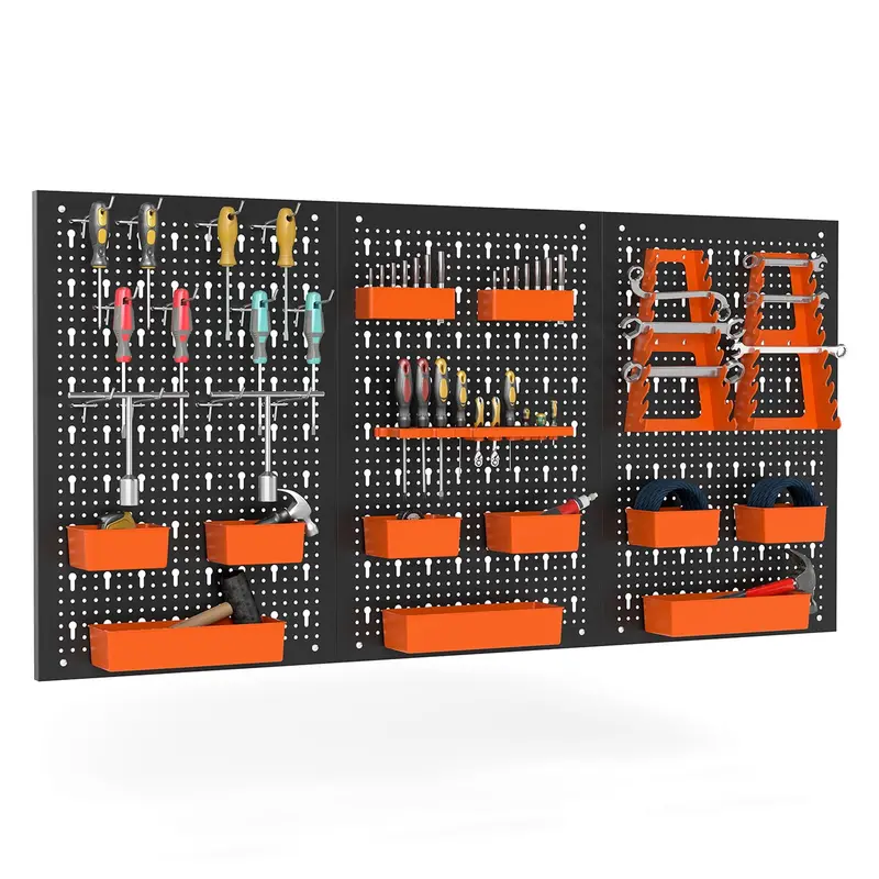 Goplus Pegboard Wall Organizer – Heavy-Gauge Steel Panel With Hammer Racks, Tool Holders & Adjustable Hooks 1