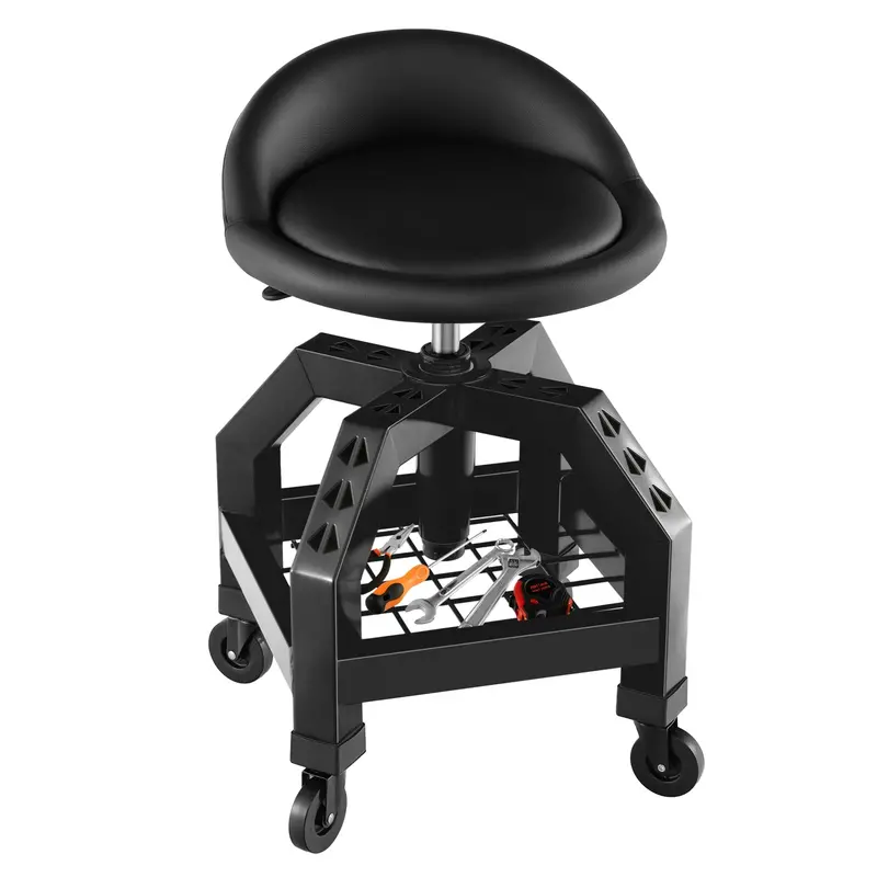 Goplus Professional Mechanic Stool – Height-Adjustable Swivel Roller Seat With Integrated Tool Tray & Smooth-Castor Wheels 1